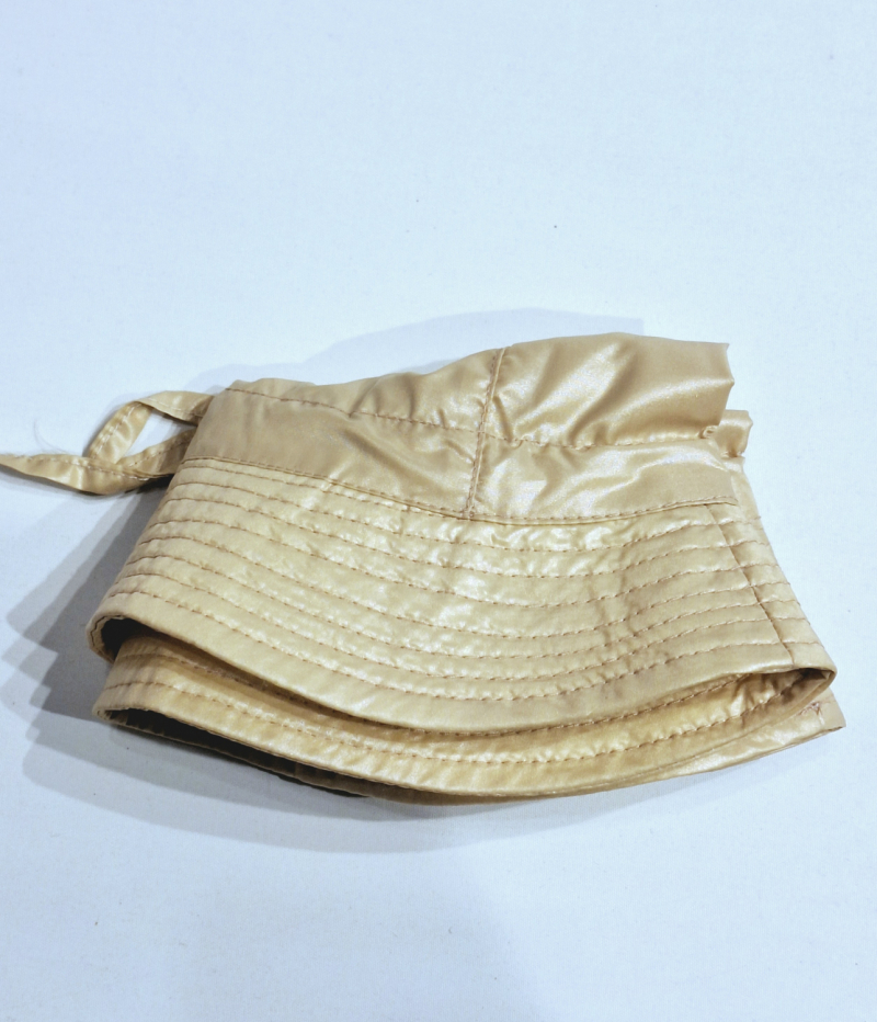 Chapeau de pluie uni caramel tissu épais bord reversible écossais automne - T 59 - Cordon réglable & Léger 