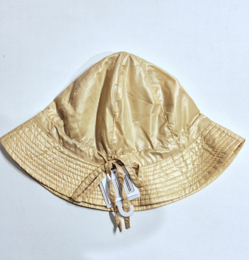 Chapeau de pluie uni caramel tissu épais bord reversible écossais automne - T 59 - Cordon réglable & Léger 