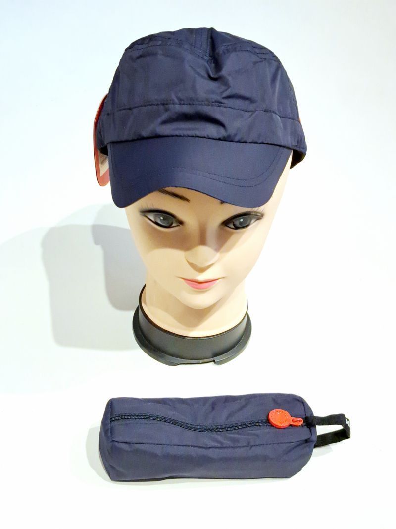 Casquette de pluie tissu uni bleu marine ajustable - Léger & se plie dans une trousse - Taille S&M - T53 / T55