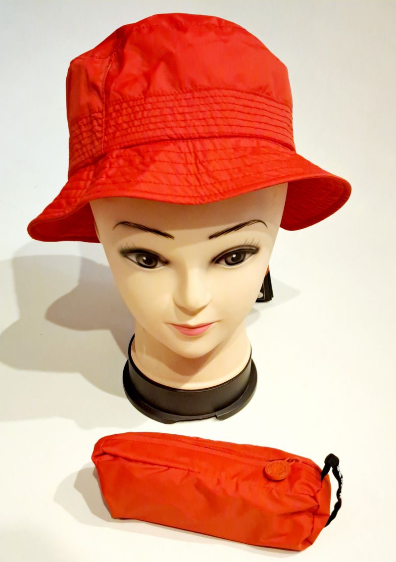 Chapeau de pluie rouge tissu recyclé & imperméable - léger - T/XS/53-55