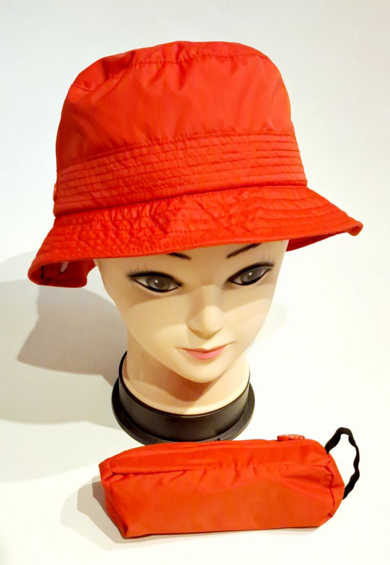 Chapeau de pluie rouge tissu recyclé & imperméable - léger - T/XS/53-55