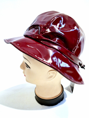 Chapeau de pluie ajustable en vinyle bordeaux Taille M/L 55/56/57 - Léger & confortable