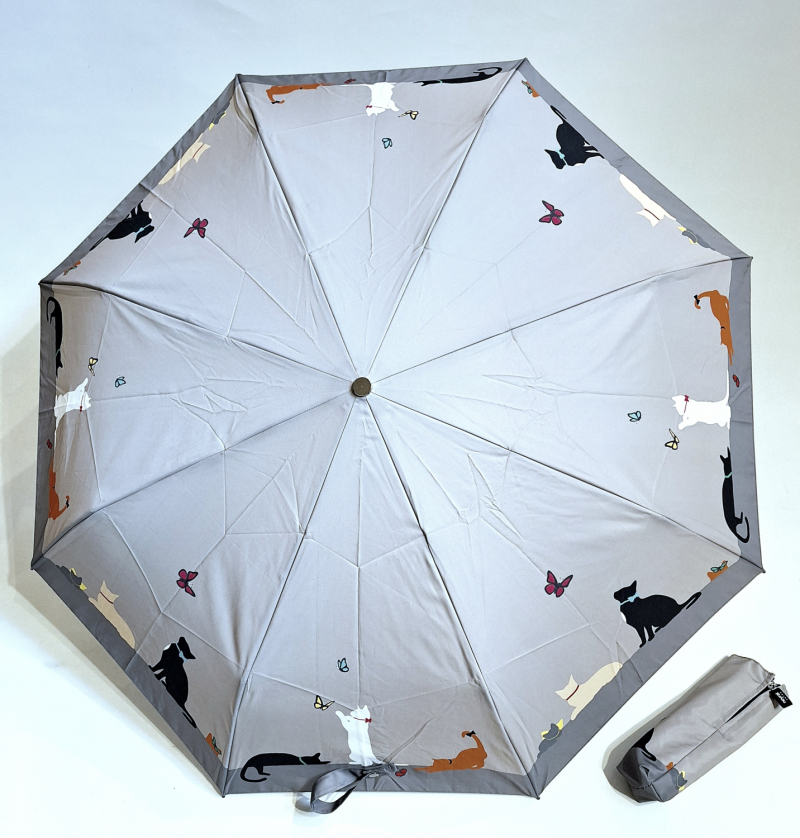 Mini parapluie pliant imprimé chats automatique bleu canard Neyrat Autun