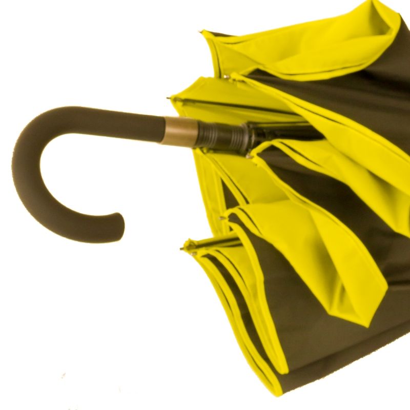 Parapluie anti à 100% doublé long automatique noir et moutarde Smati - léger & solide 