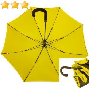 Parapluie anti à 100% doublé long automatique noir et jaune Smati, léger et solide 