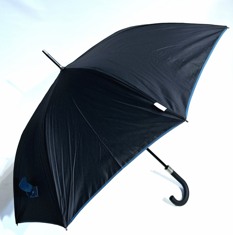 Parapluie grand doublé anti uv à 100% noir automatique intérieur bleu vert Smati - léger & résistant