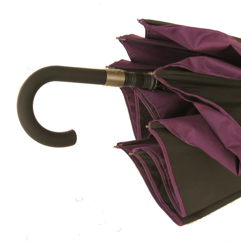 Parapluie grand doublé anti uv à 100% noir automatique intérieur bleu vert Smati - léger & résistant