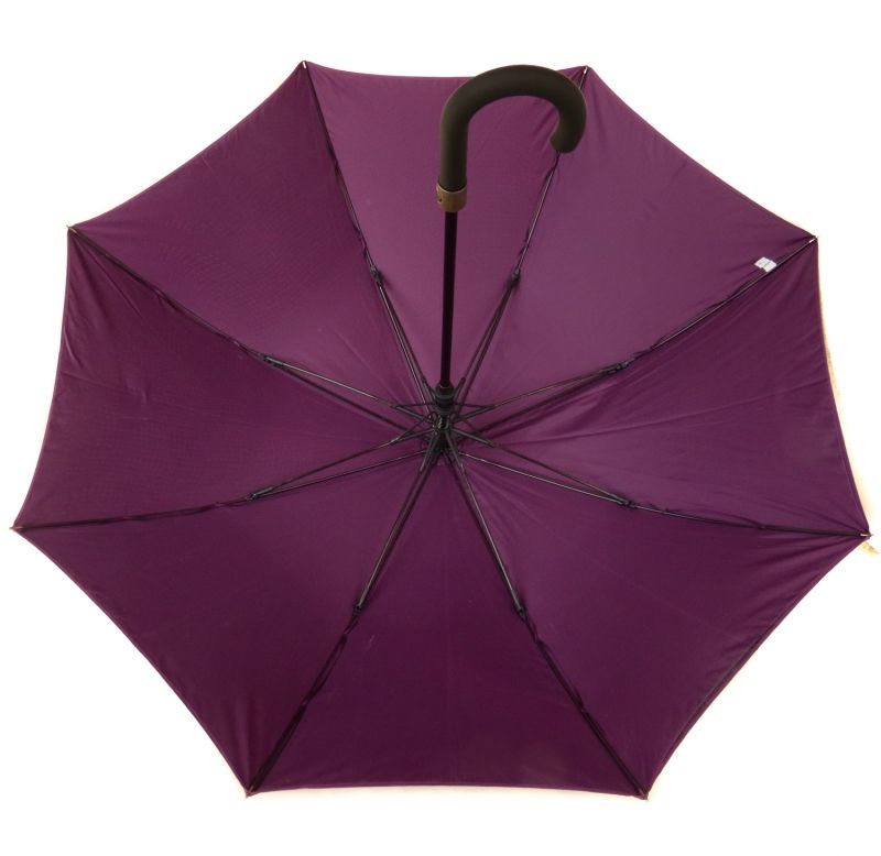 Parapluie doublé anti uv à 100% long noir automatique intérieur prune Smati, léger & résistant