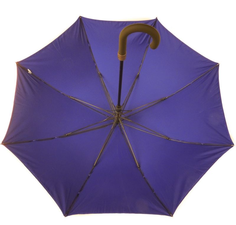 Parapluie long noir doublé bleu indigo automatique Smati, anti uv à 100% et solide