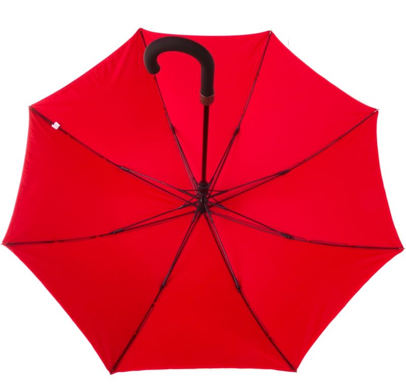 Parapluie doublé long automatique noir et rouge cerise anti uv à 100% Smati, solide & pas cher