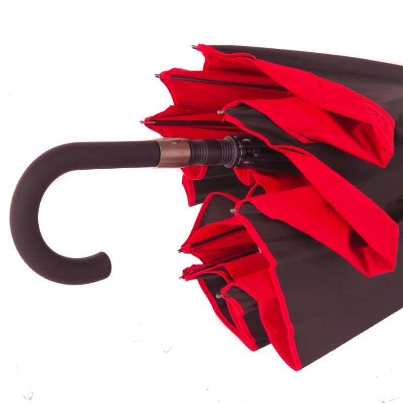 Parapluie doublé long automatique noir & bordeaux rubis anti uv à 100% Smati - Solide & pas cher