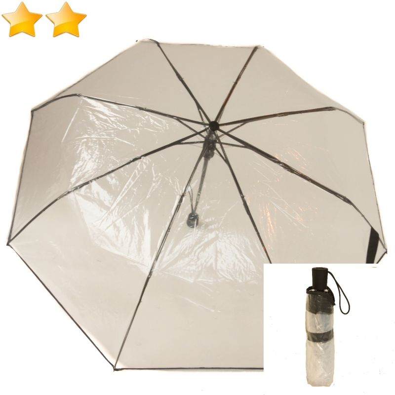 Fablcrew 1Pcs Parapluie Transparent Parapluie Pliable Automatique pour Femme Parapluie Transparent Pliant Automatique Coupe-Vent Compact 