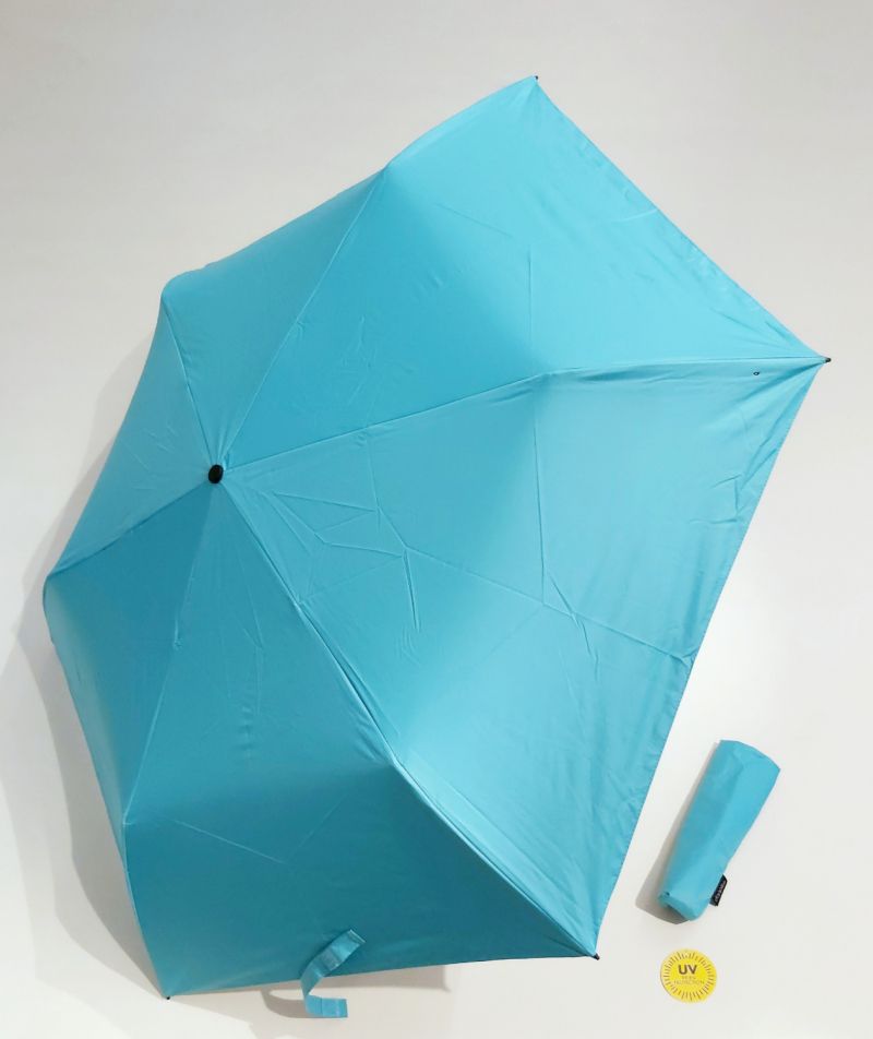 Parapluie Plume mini anti uv doublé turquoise & ivoire - indice UPF à 100% - Ultra léger 135g & manuel