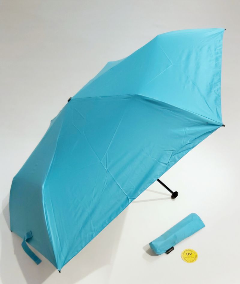 Parapluie Plume mini anti uv doublé turquoise & ivoire - indice UPF à 100% - Ultra léger 135g & manuel