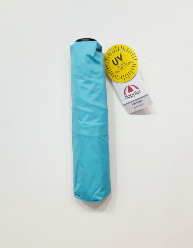 Parapluie Plume mini anti uv doublé bleu ciel & ivoire - indice UPF à 100% - Ultra léger 135g & manuel