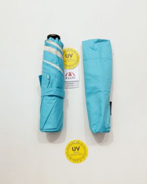 Parapluie Plume mini anti uv doublé bleu ciel & ivoire - indice UPF à 100% - Ultra léger 135g & manuel