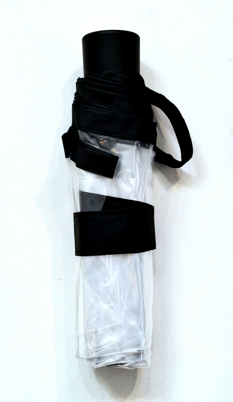 Parapluie mini pliant transpareznt auto open-close galon noir -  léger & solide