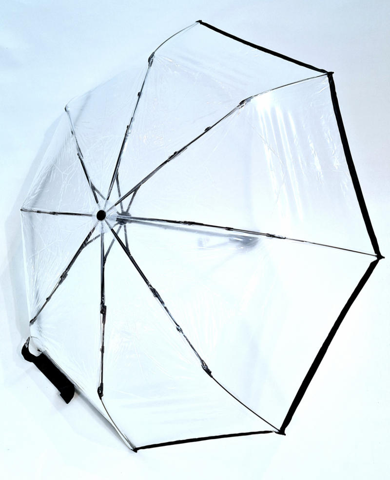 Parapluie mini pliant transpareznt auto open-close galon noir -  léger & solide