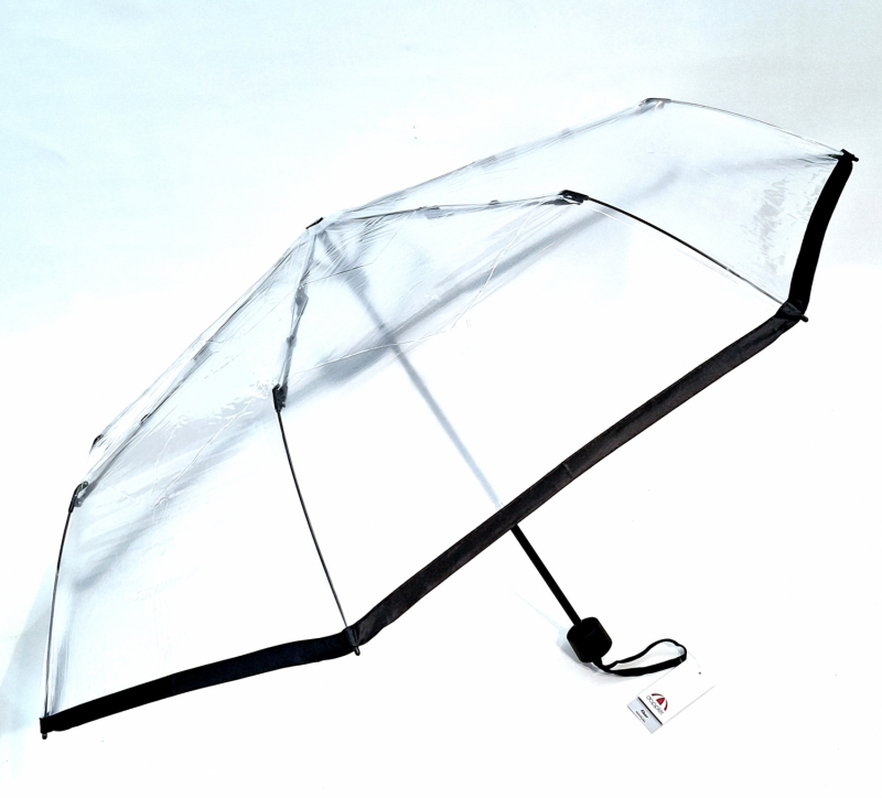 Parapluie mini pliant transpareznt auto open-close galon noir -  léger & solide