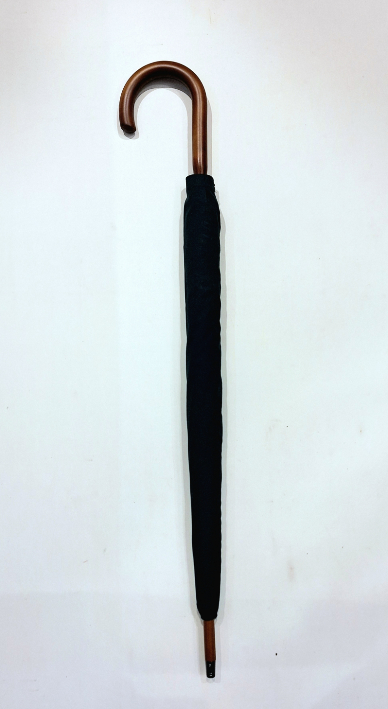 Parapluie de marche ANGLAIS uni vert Forest manuel - Bois hêtre - Grand 10 branches - Elégant & français