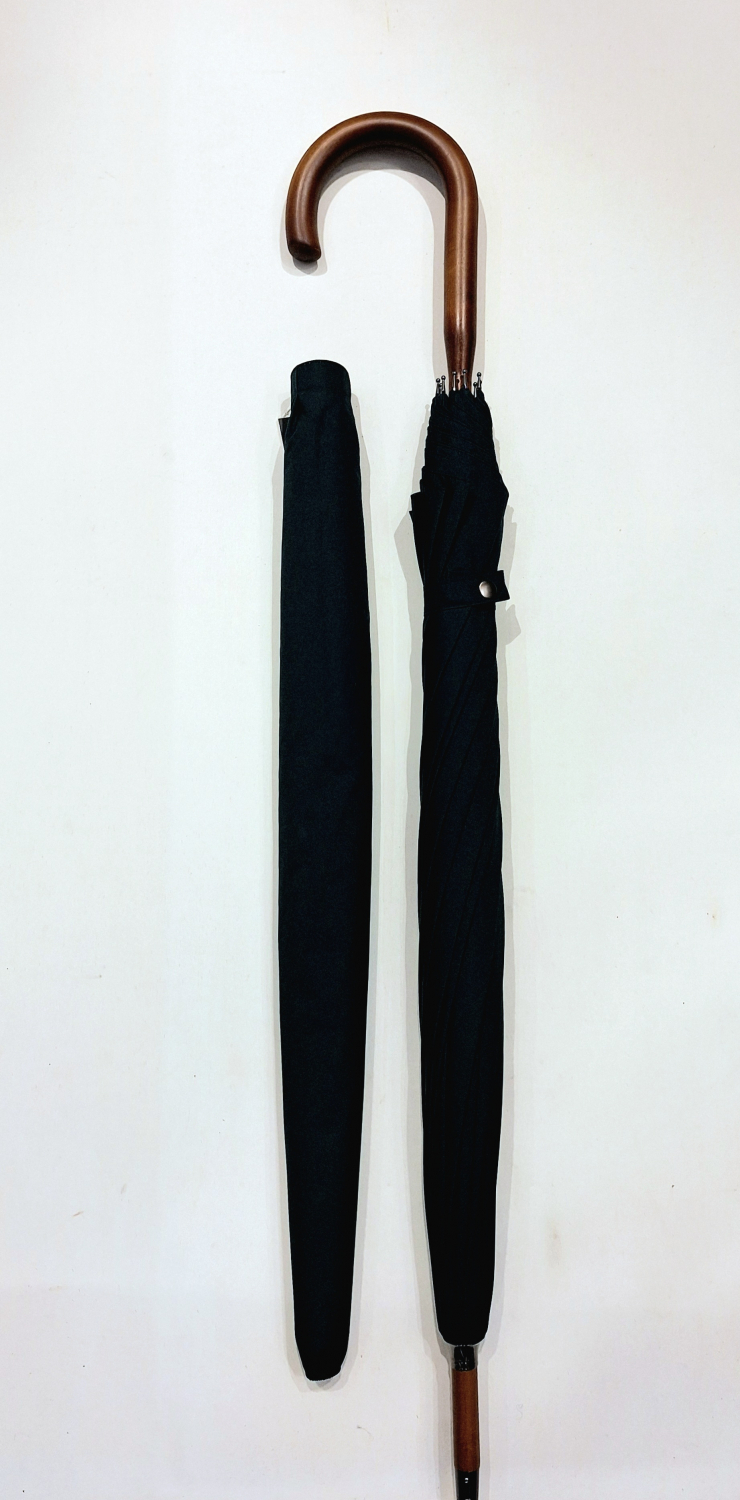 Parapluie de marche ANGLAIS uni vert Forest manuel - Bois hêtre - Grand 10 branches - Elégant & français