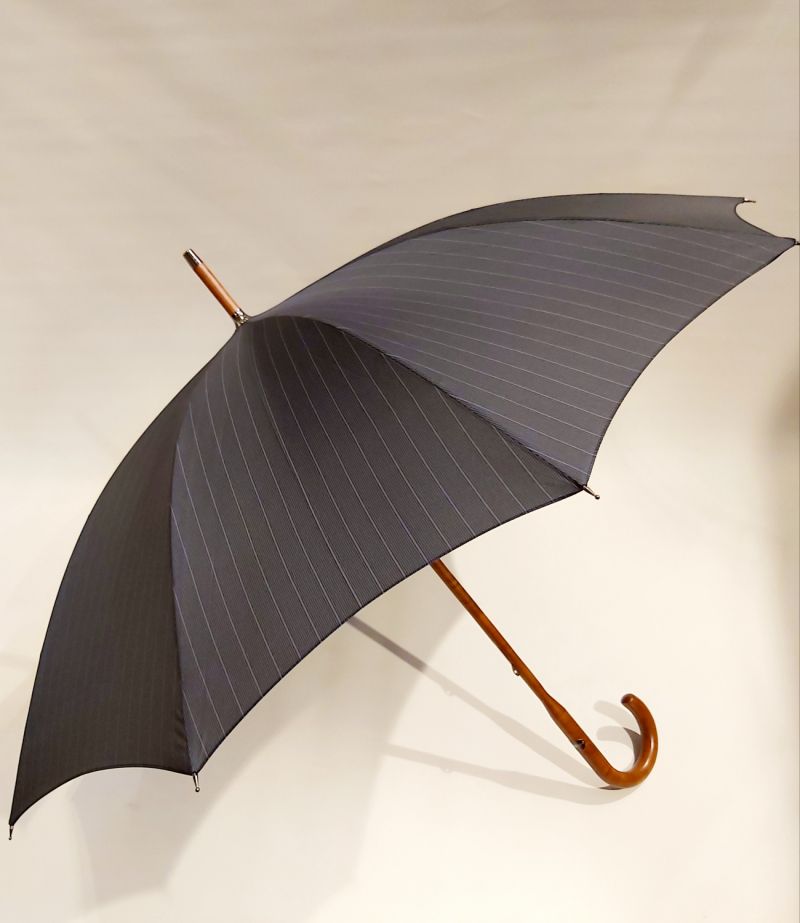 Parapluie de marche ANGLAIS uni vert Forest manuel - Bois hêtre - Grand 10 branches - Elégant & français