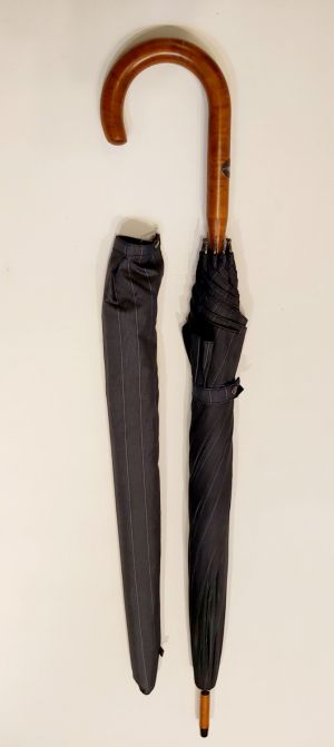 Parapluie de marche ANGLAIS uni vert Forest manuel - Bois hêtre - Grand 10 branches - Elégant & français