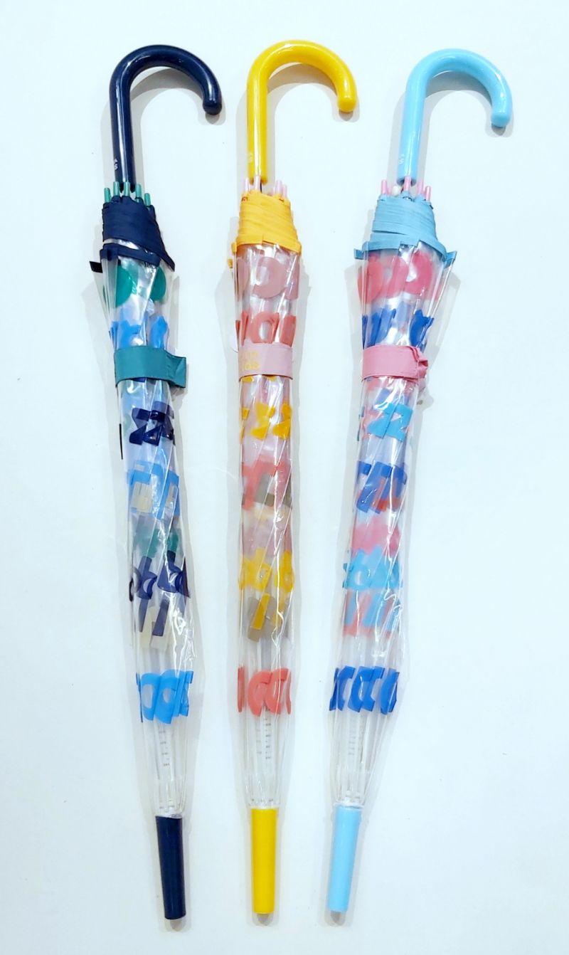Parapluie enfant transparent imprimé lettres de l'alphabet de 5/9 ans, léger & solide
