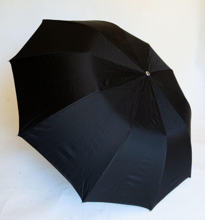 Parapluie homme de luxe pliant noir automatique à 10 baleines poignée en bois foncé Piganiol, élégant et résistant