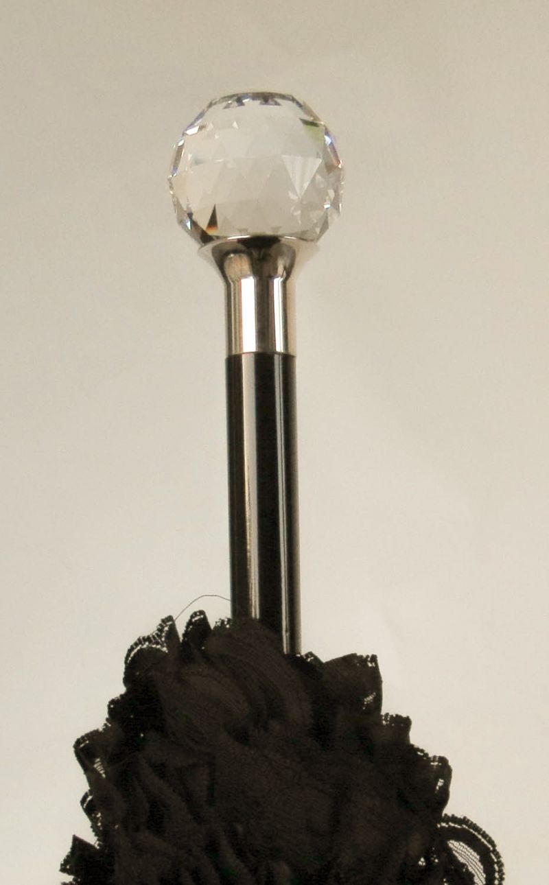 Parapluie de luxe long automatique noir poignée boule de cristal Guy de Jean, élégant et résistant