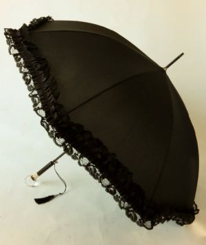 Parapluie de luxe long automatique noir poignée boule de cristal Guy de Jean, élégant et résistant