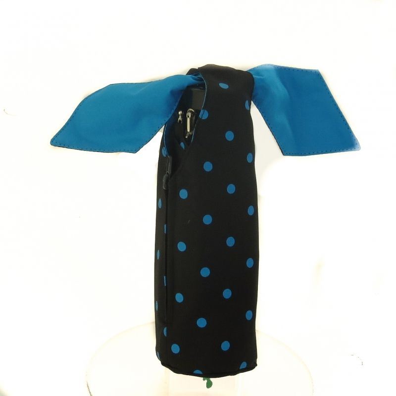 Micro parapluie pliant femme noir pois bleus Guy de Jean, léger 245g & solide