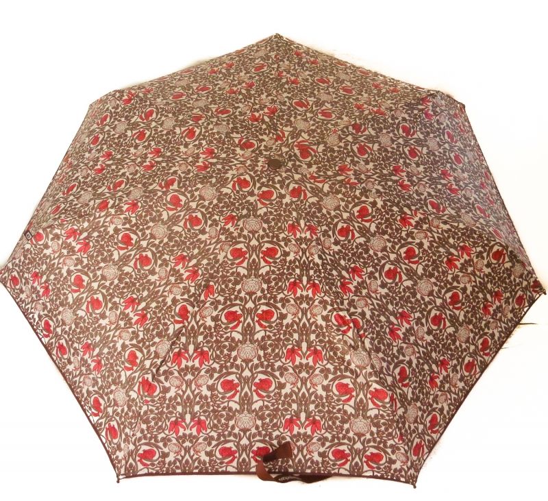  parapluie de poche pliant femme fleuri framboise et taupe par Ezpeletta, de grande taille et léger