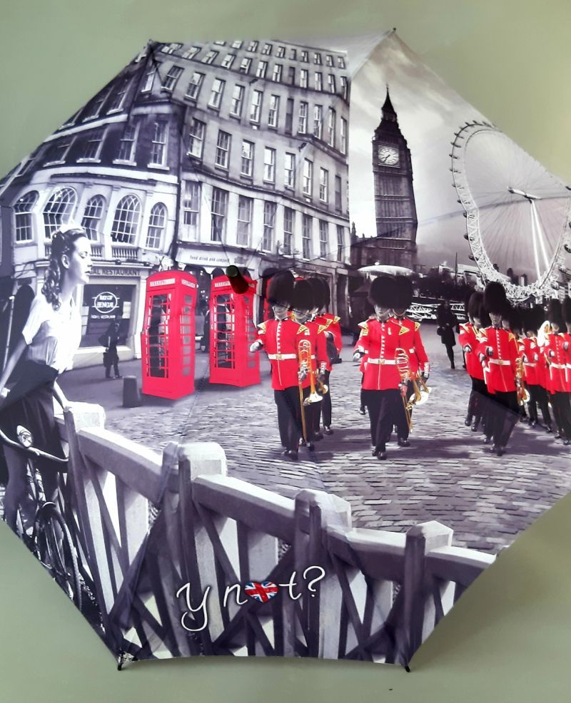 Parapluie long automatique Esprit motif sur Londres sa garde, sa tour et  sa grande roue, léger et solide