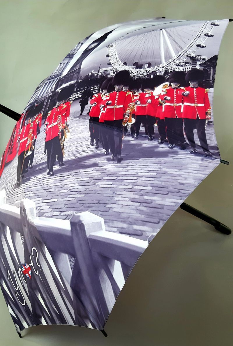 Parapluie long automatique Esprit motif sur Londres sa garde, sa tour et  sa grande roue, léger et solide