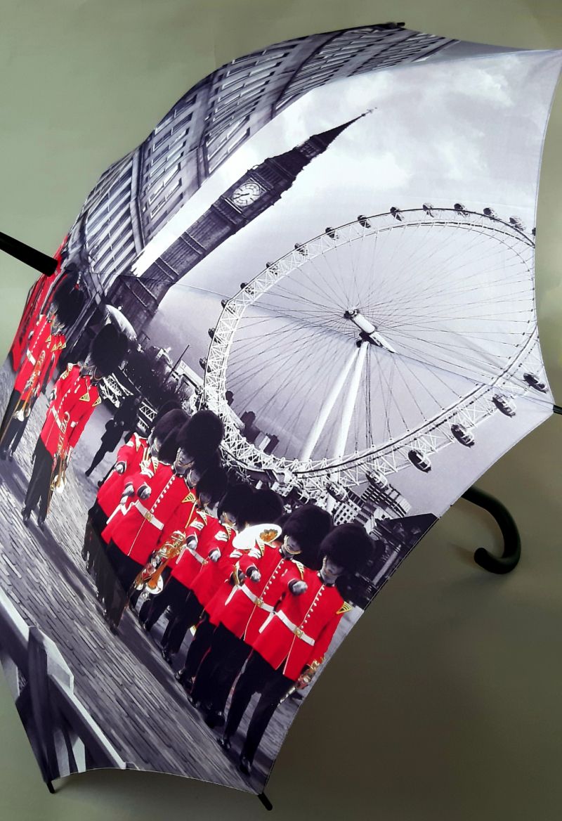Parapluie long automatique Esprit motif sur Londres sa garde, sa tour et  sa grande roue, léger et solide