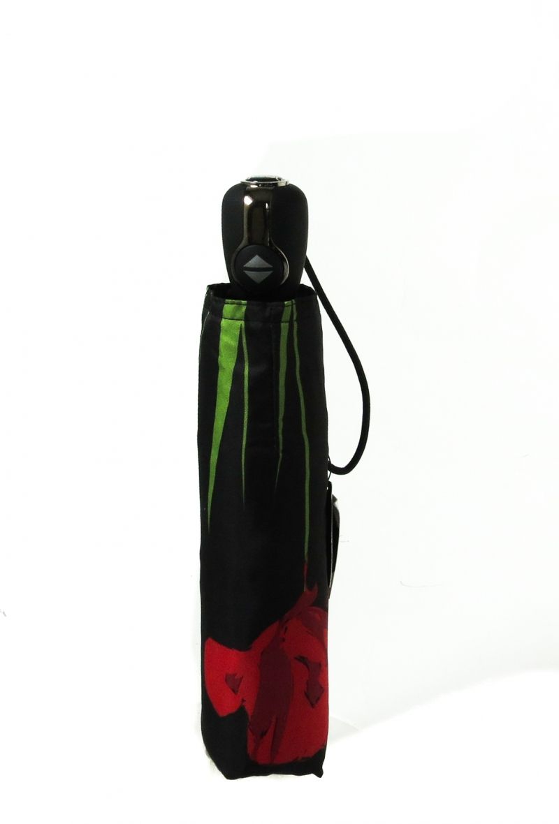 Mini parapluie pliant open-close noir coquelicot rouge Neyrat Autun - léger et solide