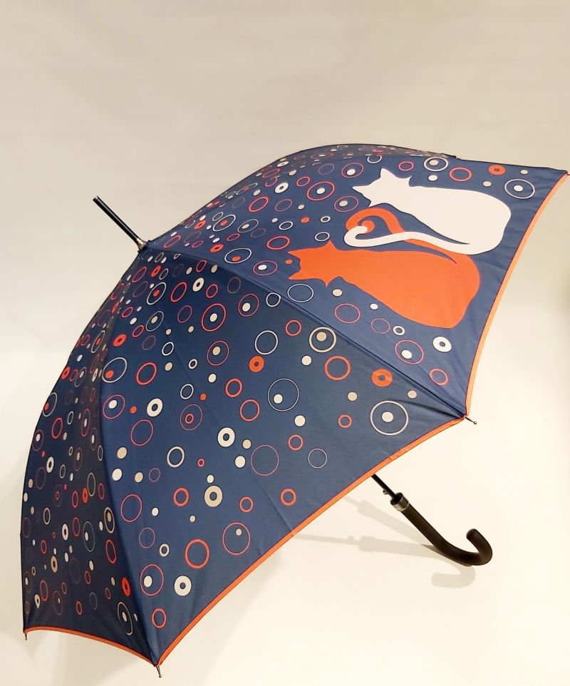  Parapluie long automatique bleu avec des chats en contemplation Neyrat Autun, léger et de grande taille