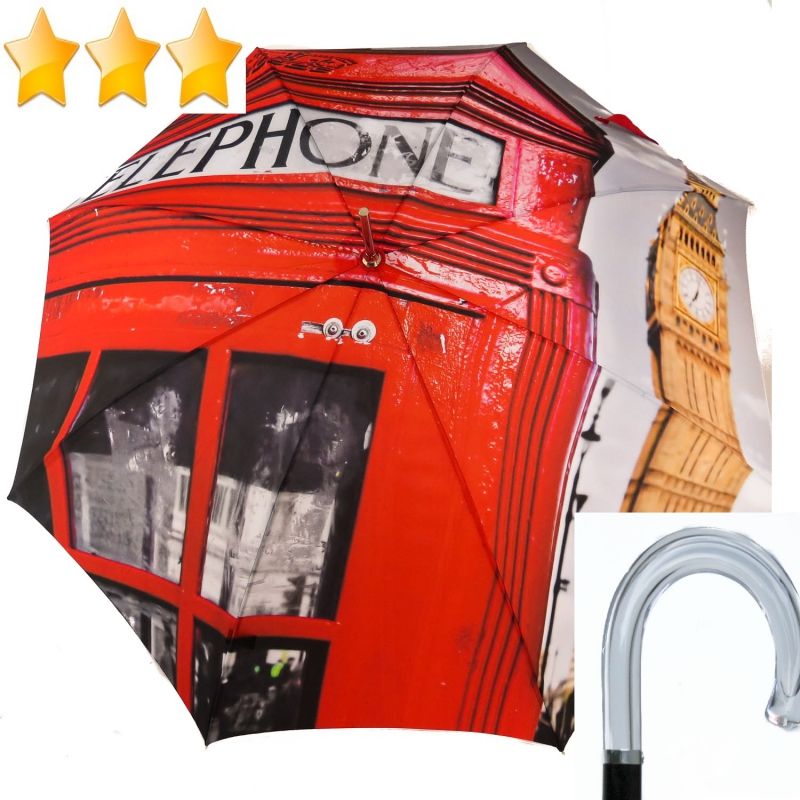  Parapluie long anti vent automatique rouge cabine téléphonique de Londres, Grand & original