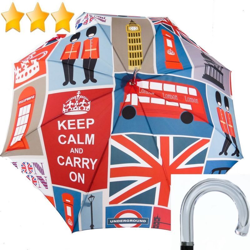 EXCLUSIVITE : Parapluie long automatique avec un patchwork Anglais de Londres Ezpeleta, résistant et original