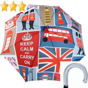 EXCLUSIVITE : Parapluie long automatique avec un patchwork Anglais de Londres Ezpeleta, résistant et original