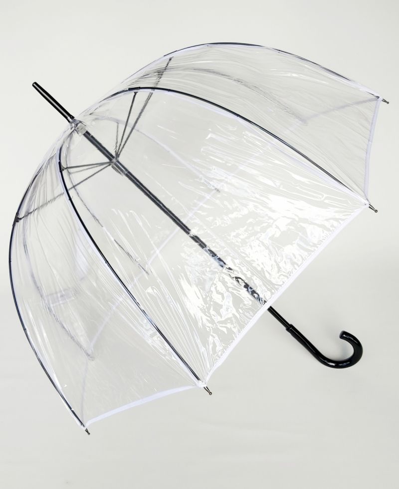 Parapluie cloche transparent galon blanc Guy de Jean, léger et solide