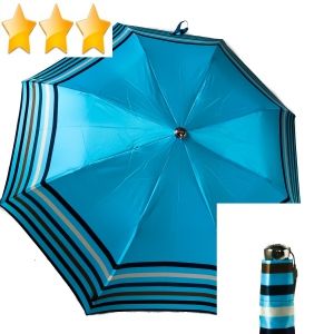 EXCLUSIVITE anti vent : Parapluie pliant automatique bleu ciel rayé taupe Knirps, grand et robuste