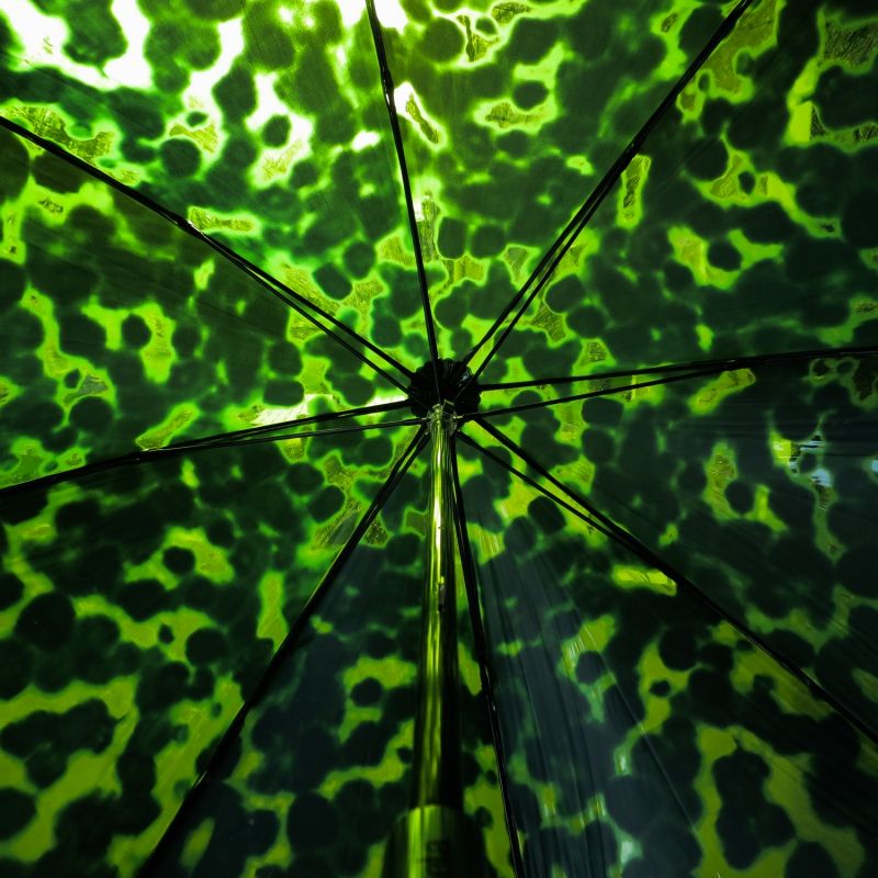 Parapluie cloche transparent manuelle doublé camouflage vert Ezpeleta, léger et solide