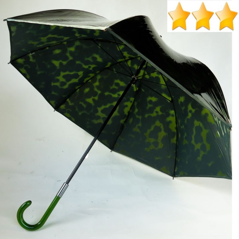 Parapluie cloche transparent manuelle doublé camouflage vert Ezpeleta, léger et solide