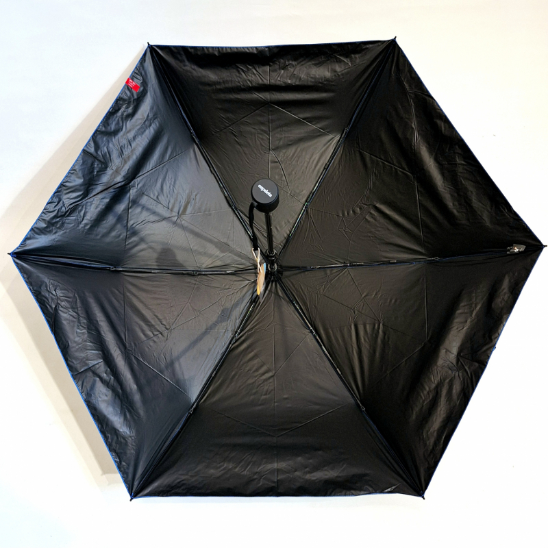 Parapluie mini anti uv 100% pliant bleu/noir fin fourreau zippe Ezpeleta - Léger & solide