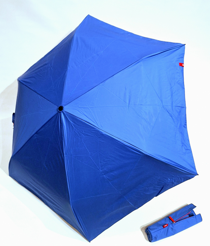 Parapluie mini anti uv 100% pliant bleu/noir fin fourreau zippe Ezpeleta - Léger & solide