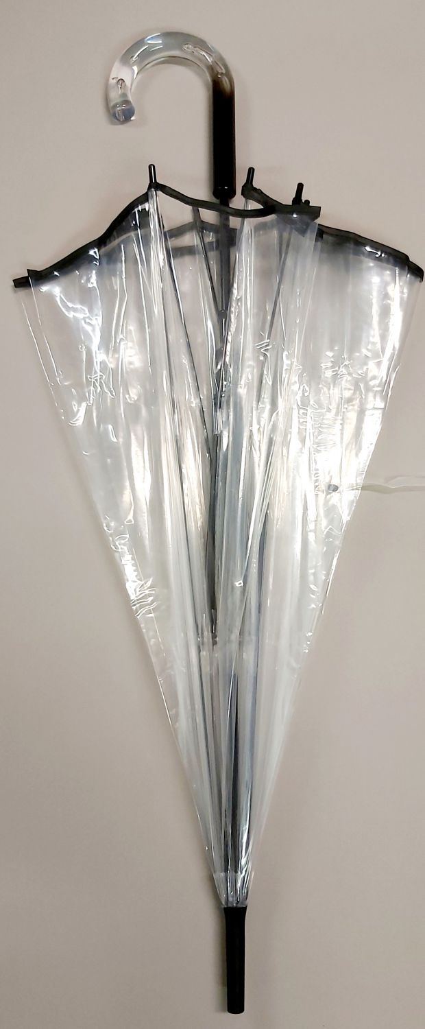 Parapluie cloche transparent automatique bordé noir poignée bicolore Smati, léger et résistant