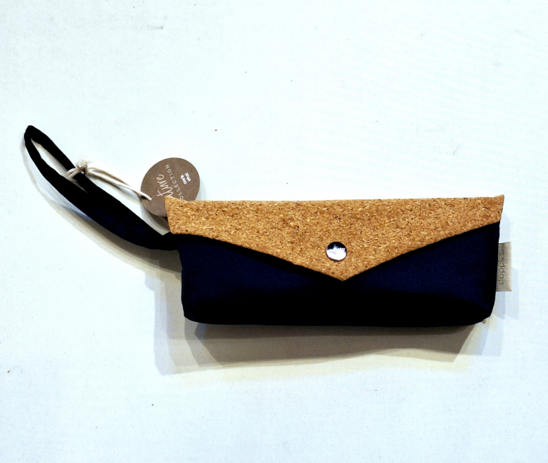 Parapluie de poche plat mini pliable uni bleu marine + Etui étanche Doppler - Résistant & léger
