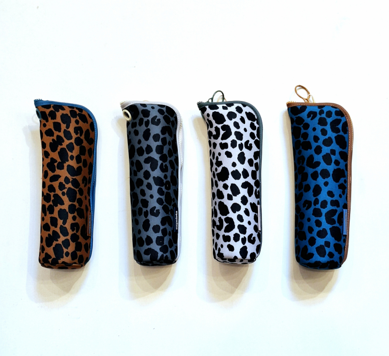 Parapluie trousse mini pliant gris imprimé léopard noir Ezpeletta - Léger et solide